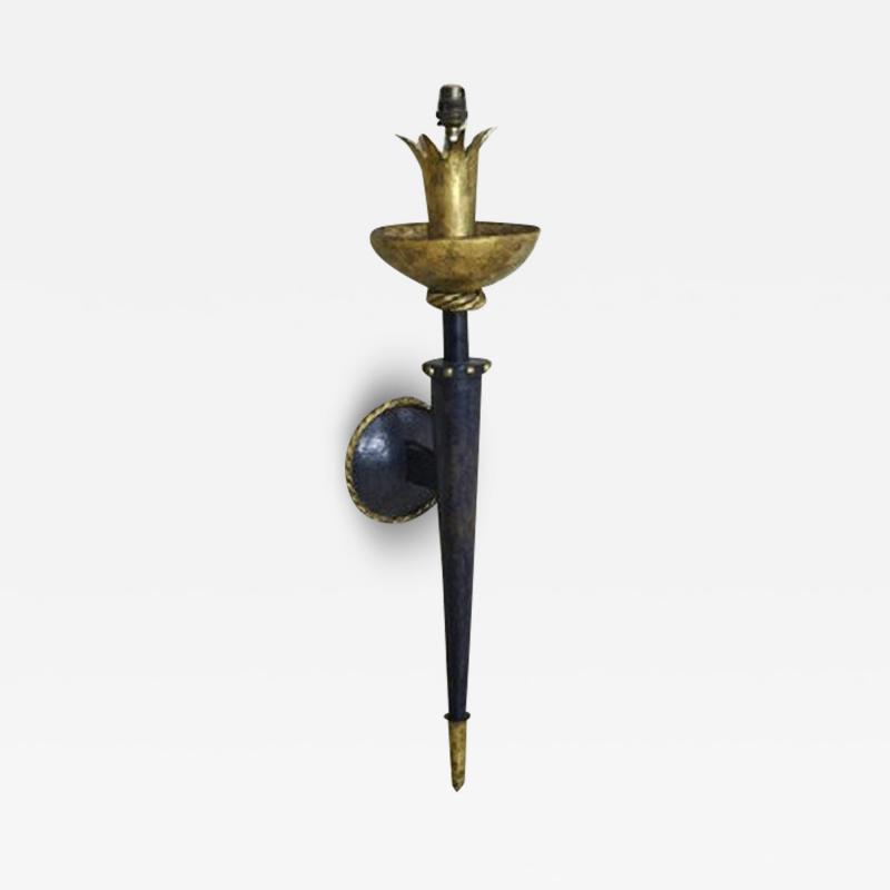 Gilbert Poillerat Gilbert Poillerat single large torch sconce