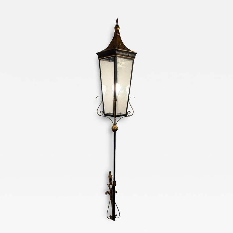 Gilbert Poillerat LARGE ITALIAN GOLD BLACK ARROW LANTERN SCONCE MANNER OF GILBERT POILLERAT