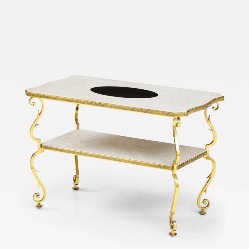 Gilbert Poillerat Marble and Gilded Bronze End Table by Gilbert Poillerat France c 1950