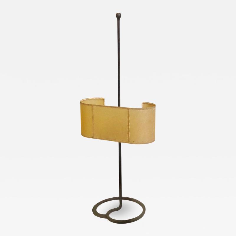Gilbert Poillerat Midcentury Wrought Iron Parchment Table Lamps Attributed to Gilbert Poillerat