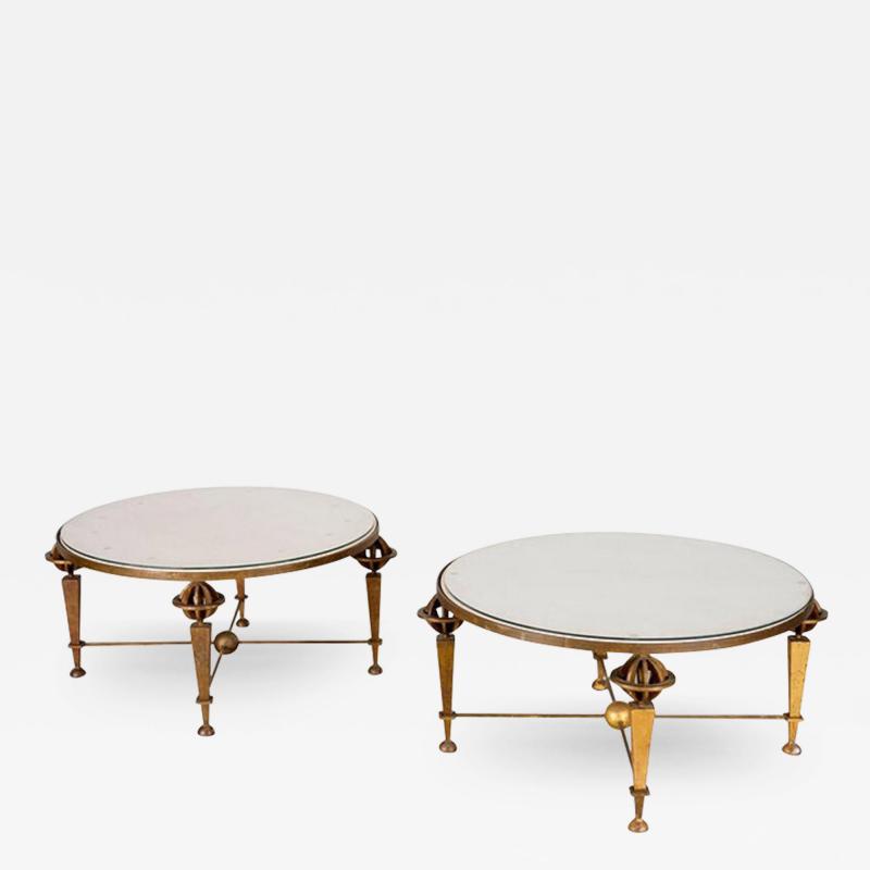 Gilbert Poillerat PAIR OF GILT IRON LOW TABLES ATTRIBUTED TO GILBERT POILLERAT