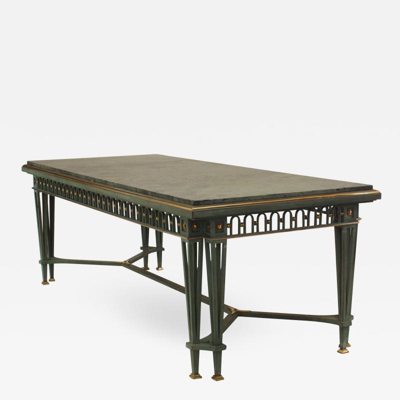 Gilbert Poillerat Poillerat and Quinet French Mid Century Iron and Marble Dining Table