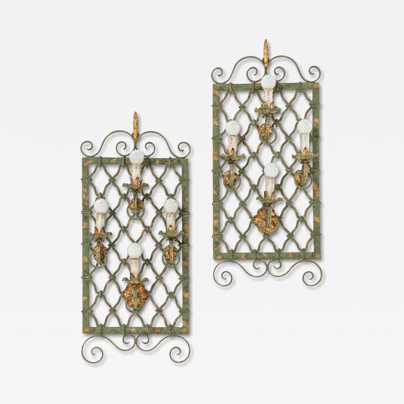 Gilbert Poillerat Wall Lights in Wrought Iron
