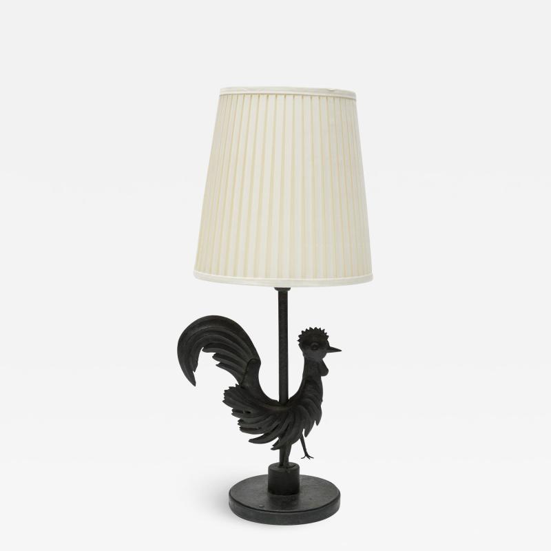 Gilbert Poillerat Wrought Iron rooster table lamp in the style of Gilbert Poillerat