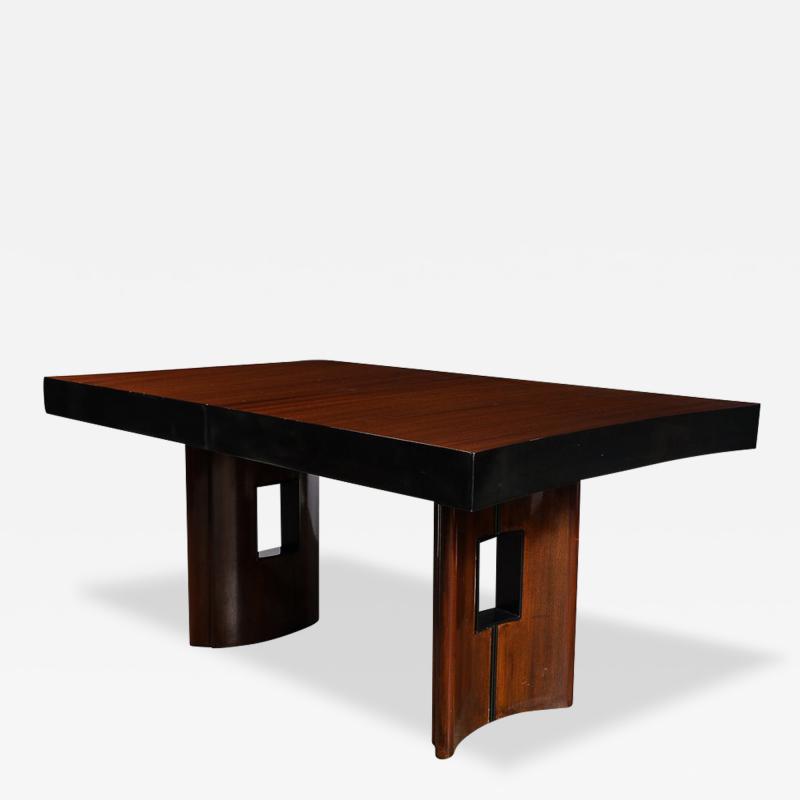 Gilbert Rohde Art Deco Dining Table in Book Matched Walnut and Lacquer Custom by Gilbert Rohde
