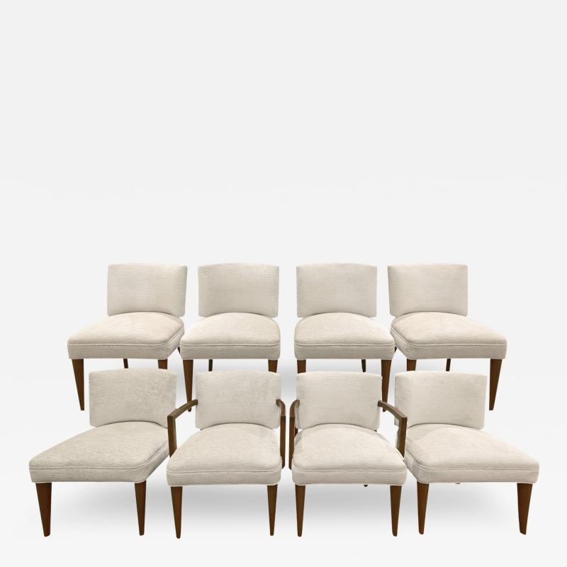 Gilbert Rohde Gilbert Rohde Elegant Set of 8 Newly Upholstered Dining Chairs 1940s