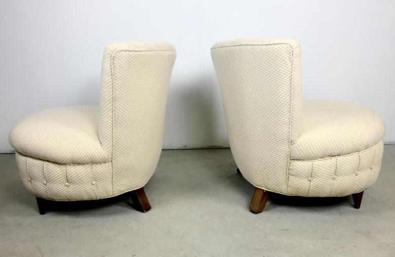 Gilbert Rohde - Pair of Button Tufted Slipper Chairs by Gilbert Rohde