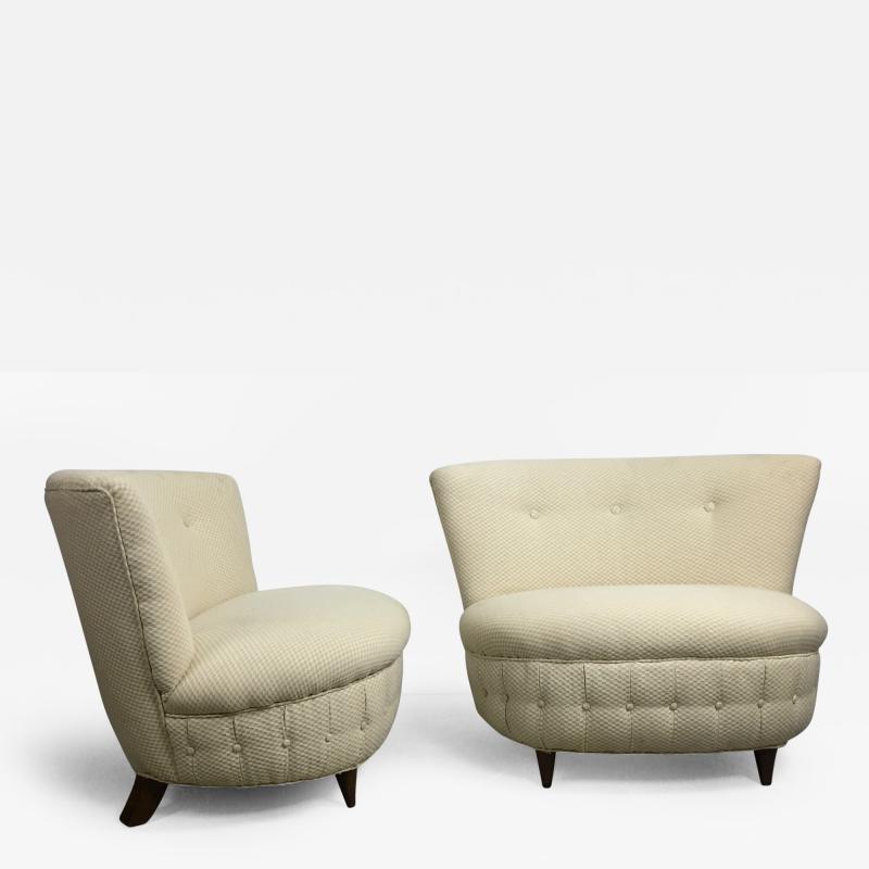 Gilbert Rohde Pair of Button Tufted Slipper Chairs by Gilbert Rohde