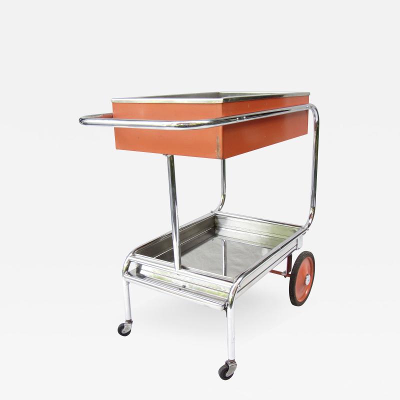 Gilbert Rohde Rolling Chrome Bar Cart Gilbert Rohde for Troy Sunshade Art Deco circa 1933