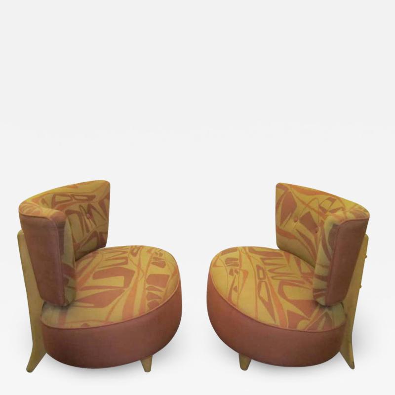 Gilbert Rohde Whimsical Pair of Gilbert Rohde Style 1940s Slipper Chairs Mid Century Modern