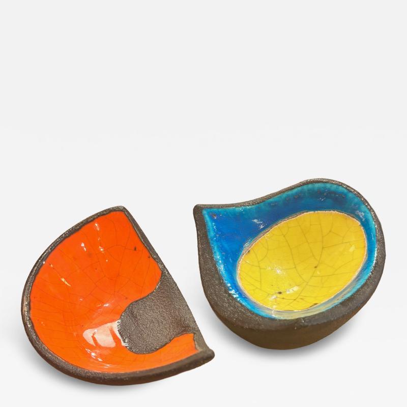 Gilbert Valentin Pair of ceramic decorative Vide Poche by Gilbert Valentin France Circa 1960s