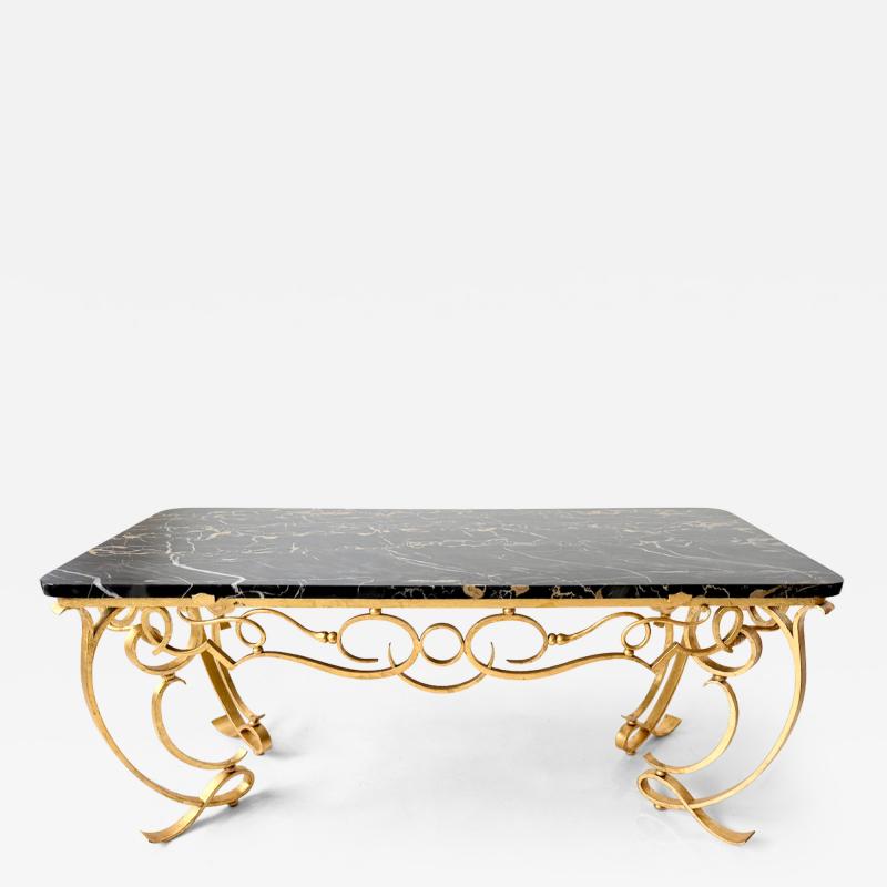 Gilded Wrought Iron Cocktail Table Attrb Raymond Subes France 1940s