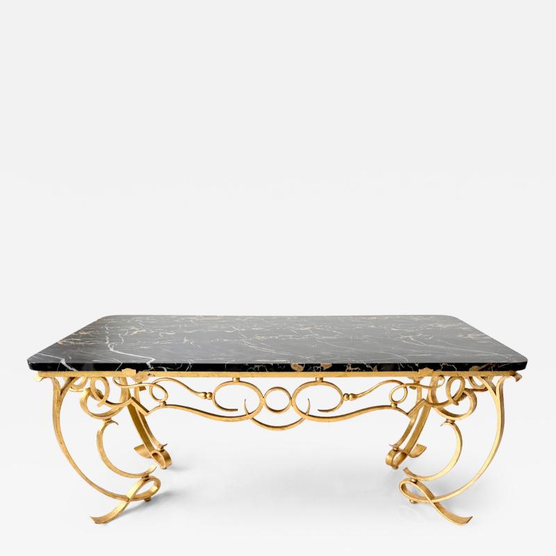 Gilded Wrought Iron Cocktail Table Attrb Raymond Subes France 1940s