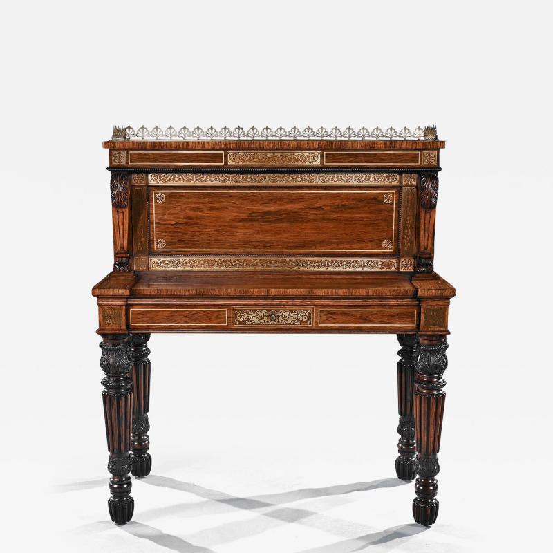 Gillows Oxford An Extremely Fine Rosewood and Brass Inlaid Writing Table