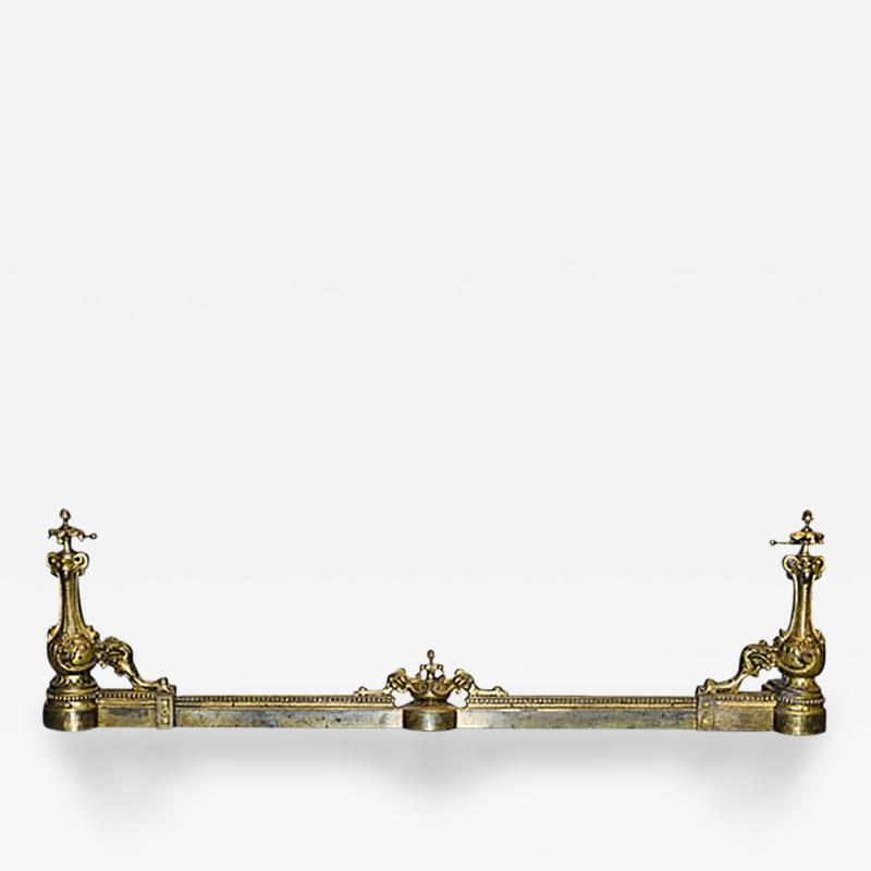 Gilt Brass Fireplace Fender in The Rococo Revival Louis XVI Style