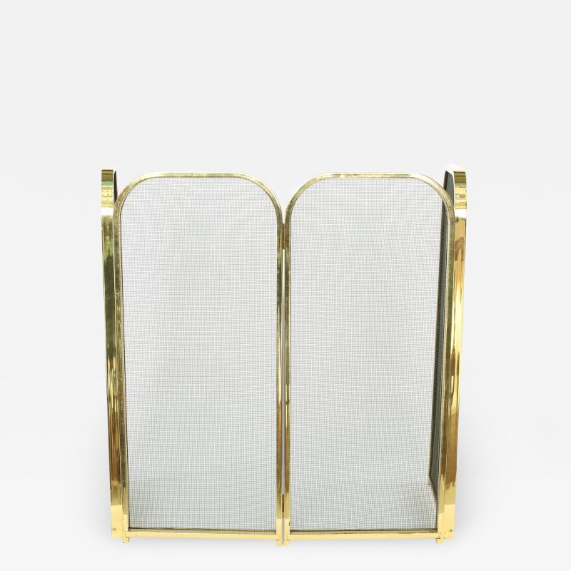 Gilt Brass Framed Black Mesh Fire Place Screen