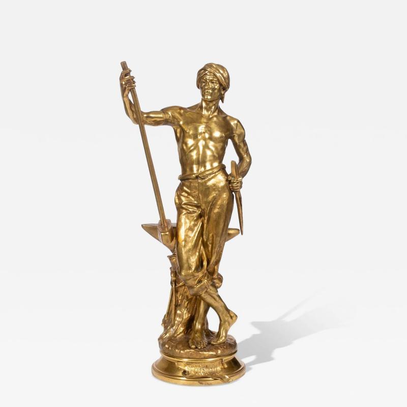 Gilt Bronze Figure of a Male Laborer Titled Le Travail After Antoine Bofill