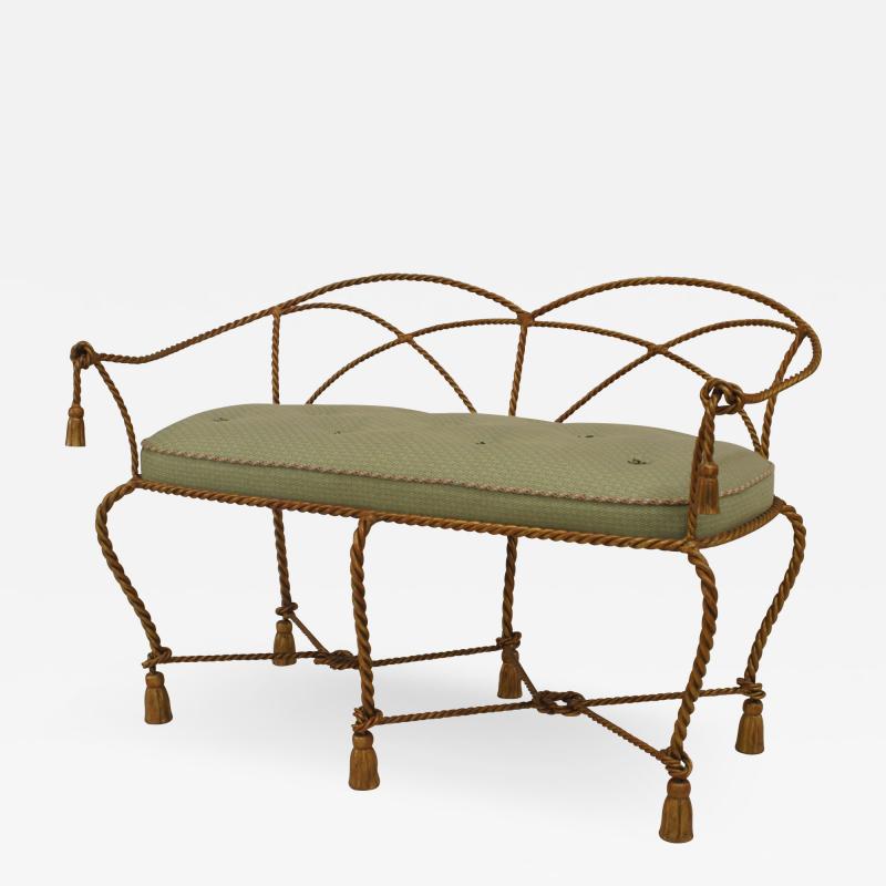 Gilt Metal Rope and Tassel Loveseat