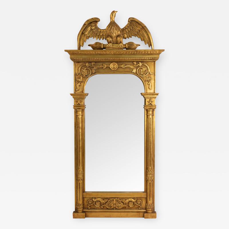 Gilt Wood Wall Mirror with Eagle Pediment