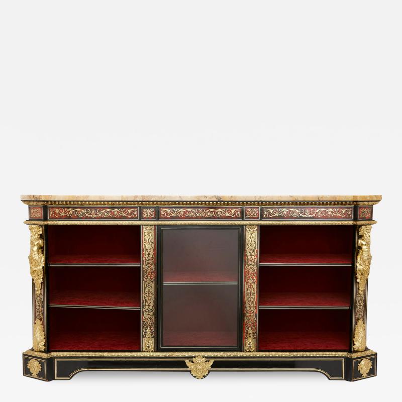 Gilt bronze ebonised wood and Boulle work antique vitrine