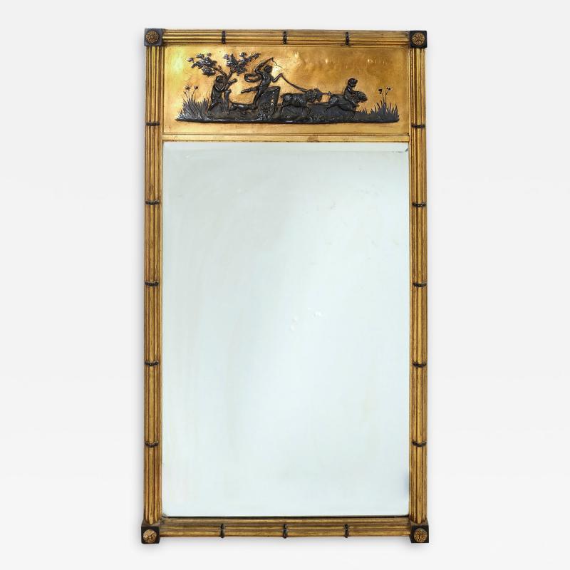 Giltwood Framed Decorated Top Hanging Wall Mirror