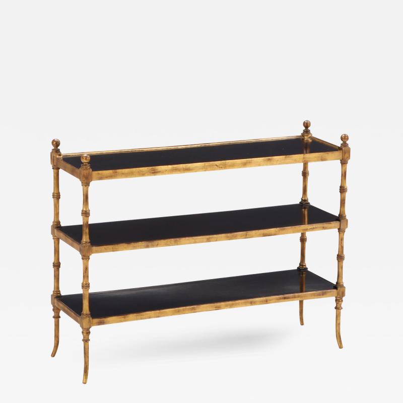 Giltwood and faux bamboo open shelf C 1950 