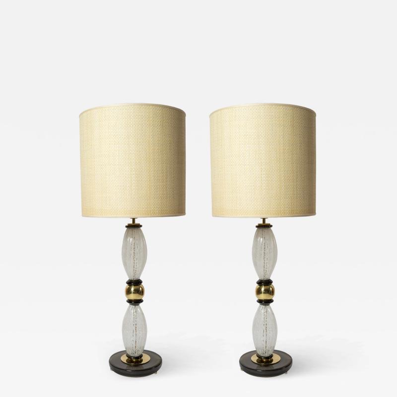 Gino Cenedese Pair of Murano glass lamps in the style of Cenedese