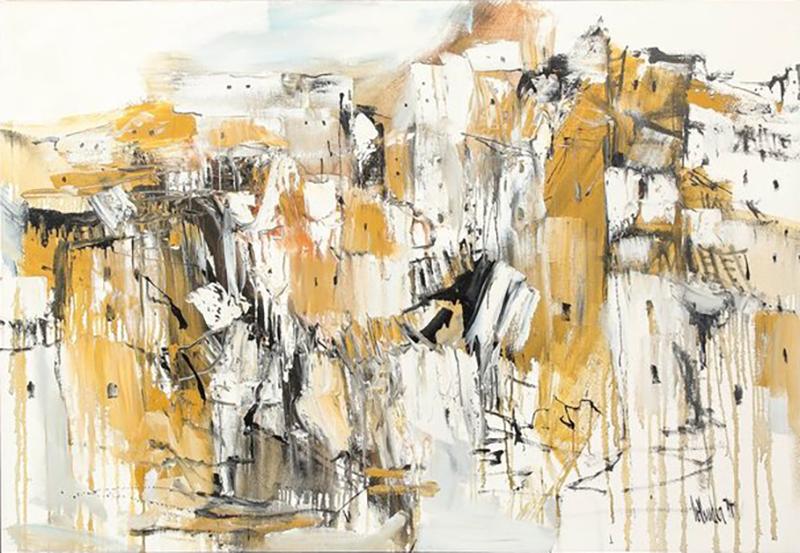 Gino Hollander Mid Century Modern Abstract Expressionist Gino Hollander Oil on Canvas Painting