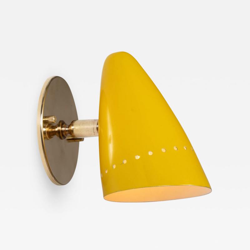 Gino Sarfatti 1950s Italian Yellow Perforated Sconce Attributed to Gino Sarfatti