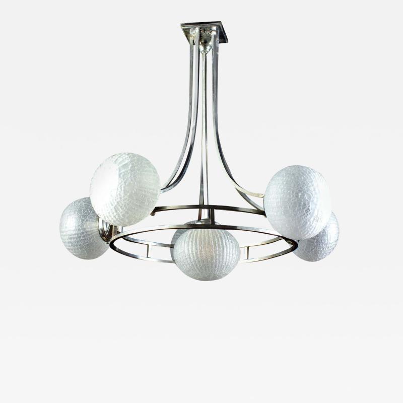 Gino Sarfatti Midcentury Gino Sarfatti Chrome Murano Glass Chandelier 1960