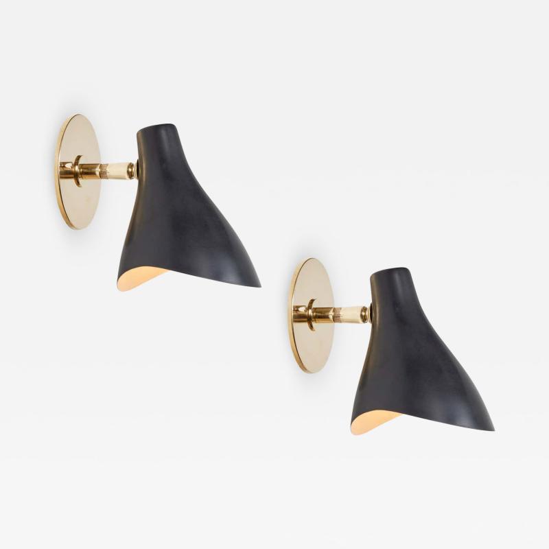 Gino Sarfatti Pair of Gino Sarfatti Model 10 Sconces in Black for Arteluce