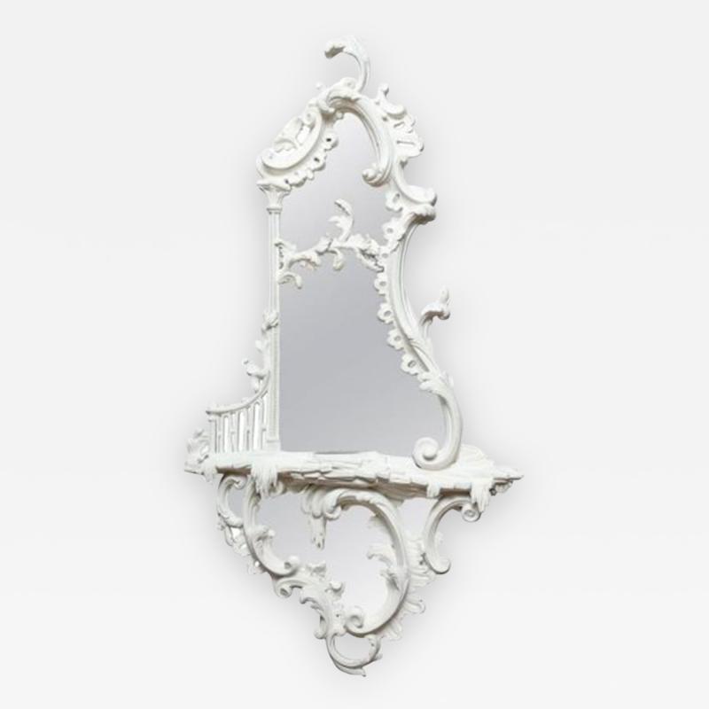 Ginsberg Levy Inc A White Painted George III Style Chippendale Girandole Mirror