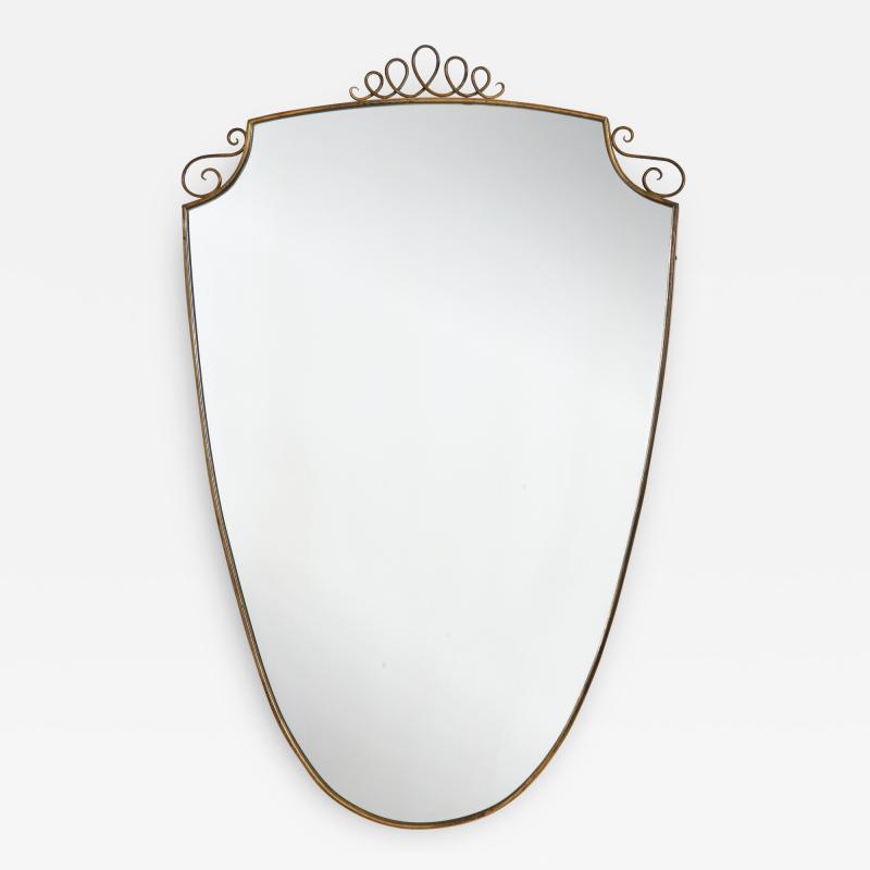 Gio Ponti 1940s Brass Shield Shaped Mirror