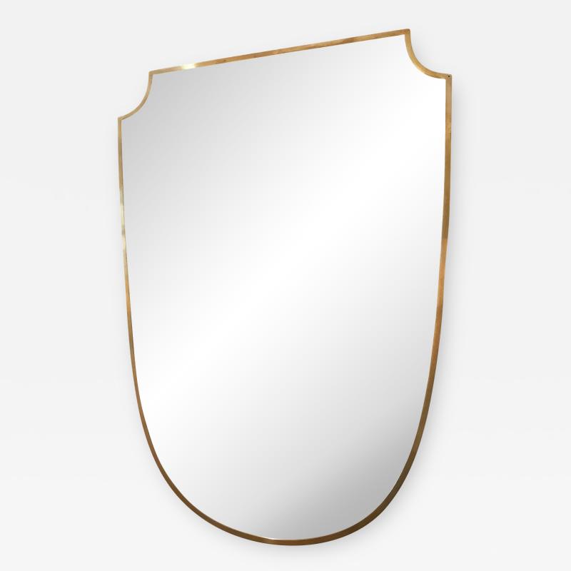 Gio Ponti 1950s Brass Shield Shaped Mirror in the Manner of Gio Ponti