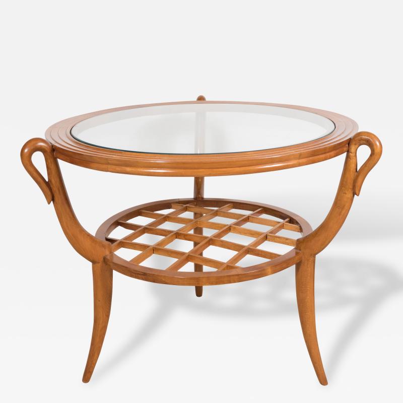Gio Ponti A Two Tiered Italian Gio Ponti style Wood and Glass Occasional Table 