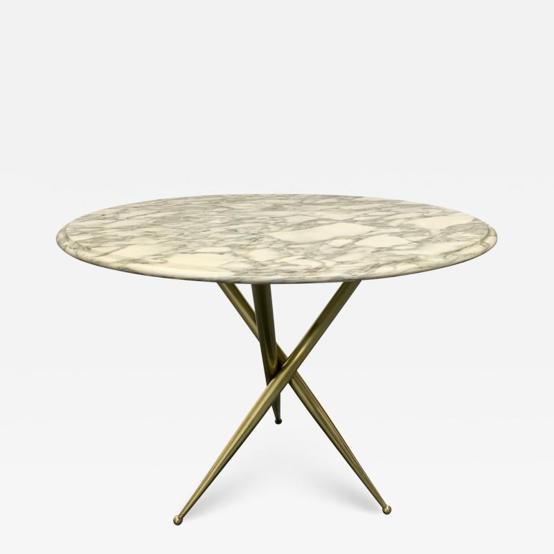 Gio Ponti Bronze and Marble Top Side Table in the Style of Gio Ponti