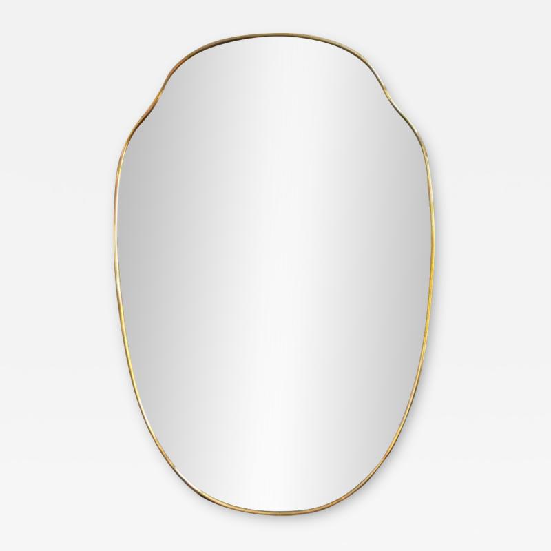 Gio Ponti Custom 42 x 28 Italian Brass Mirror by Le Lampade