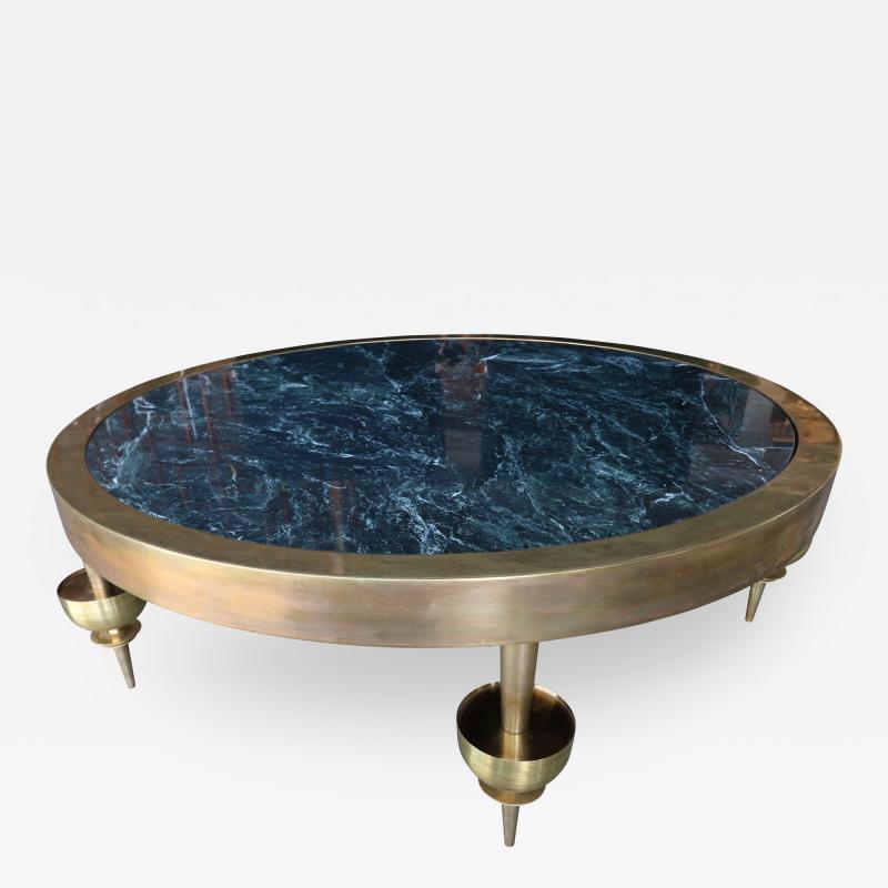 Gio Ponti Custom Brass and Marble Coffee Table in the Style of Gio Ponti