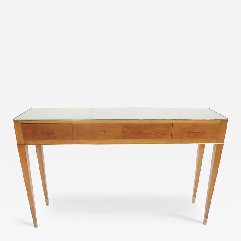Gio Ponti Fine Gio Ponti large unique console table four drawers cherrywood brass 1955