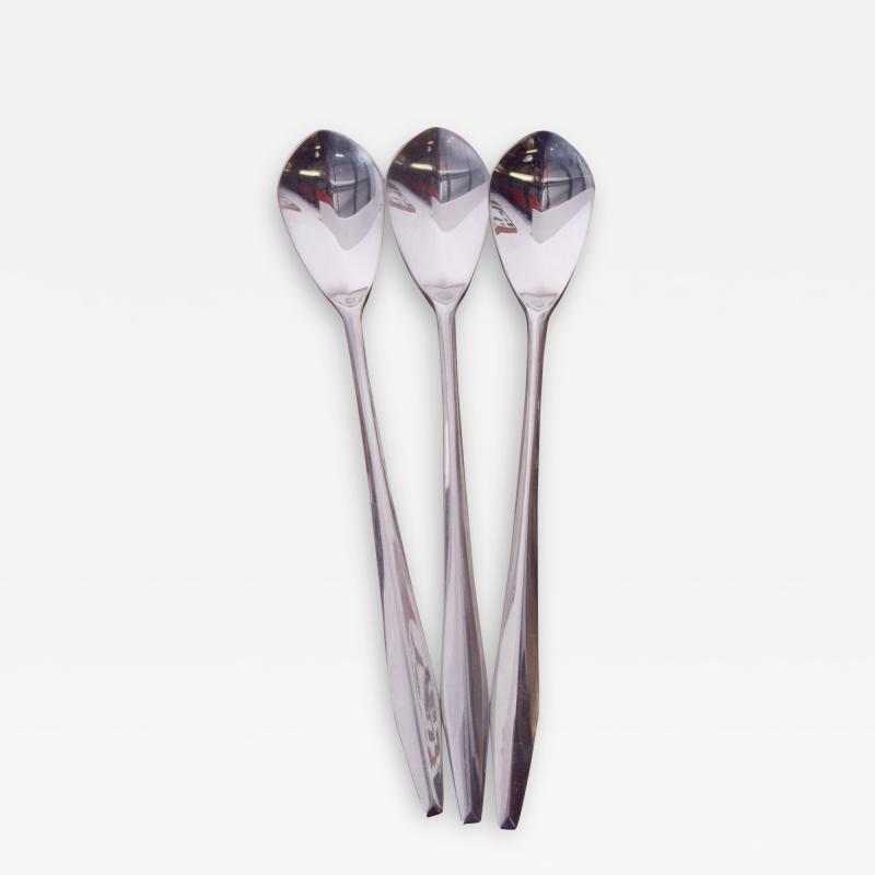 Gio Ponti GIO PONTI Italian Stainless Flatware Set of Three Long Ice Tea Spoons 1958
