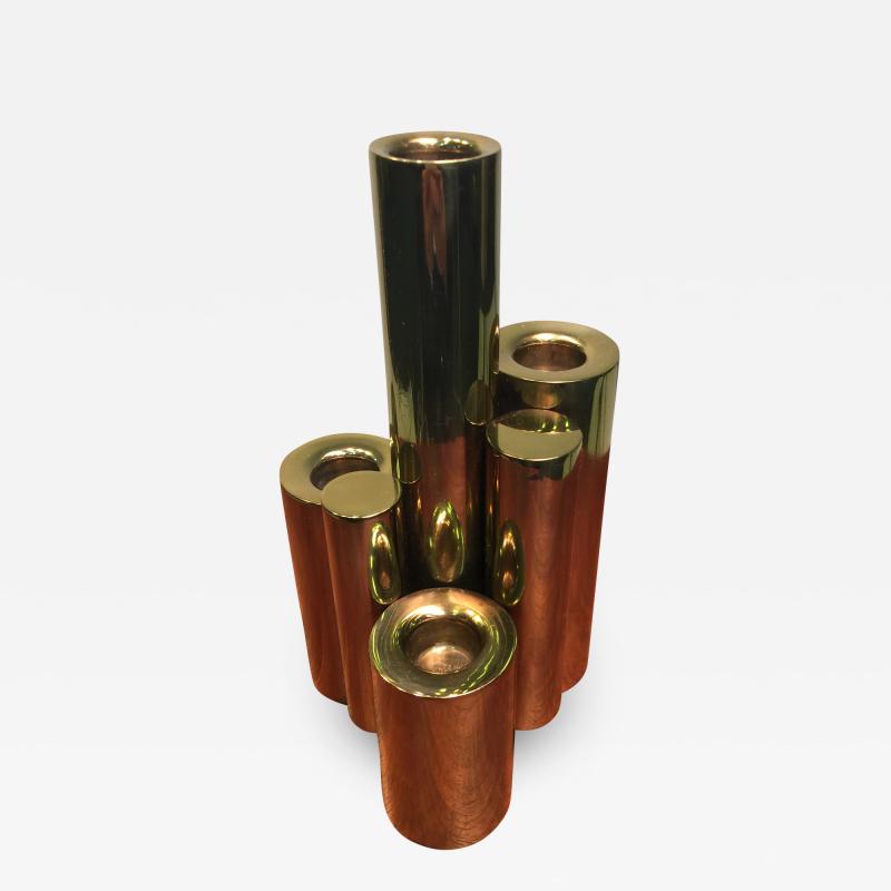 Gio Ponti GIO PONTI STYLE MODERNIST BRASS CANDLESTICK