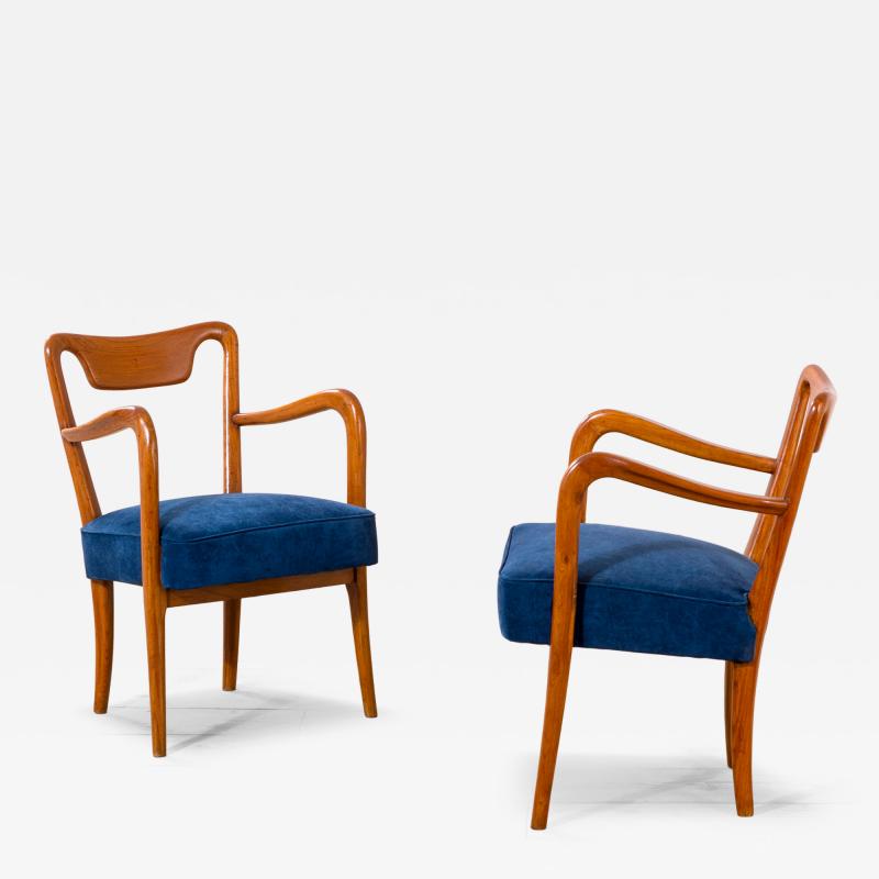 Gio Ponti Gio Ponti 1940s Pair of Wooden Armchairs