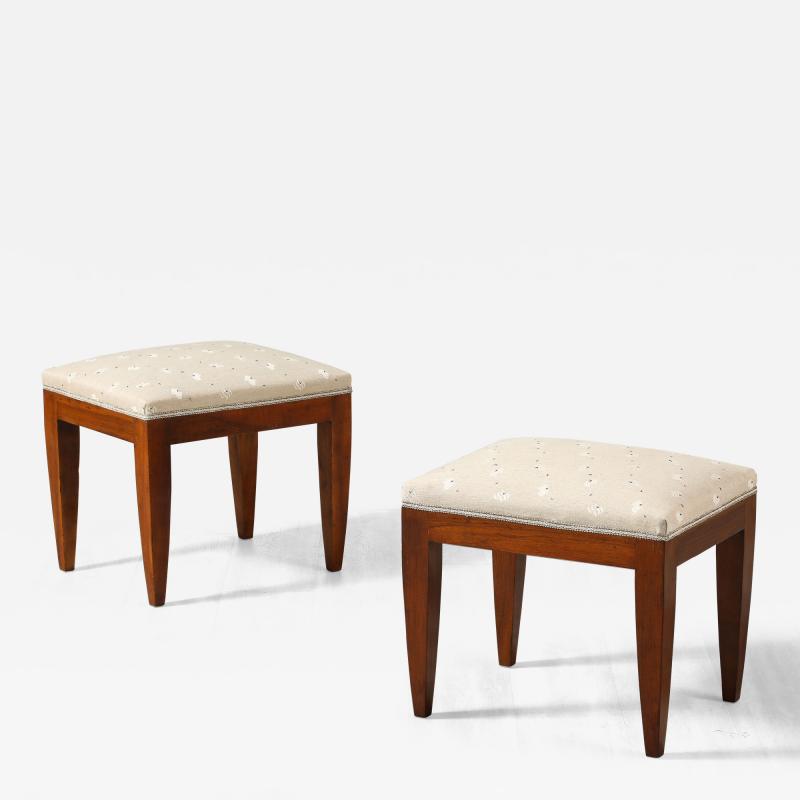 Gio Ponti Gio Ponti Att Pair of Walnut Stools Italy circa 1940