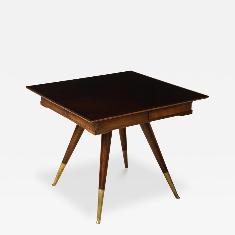 Gio Ponti Gio Ponti Attributed Milanese Walnut Game Table with Glass Top circa 1940