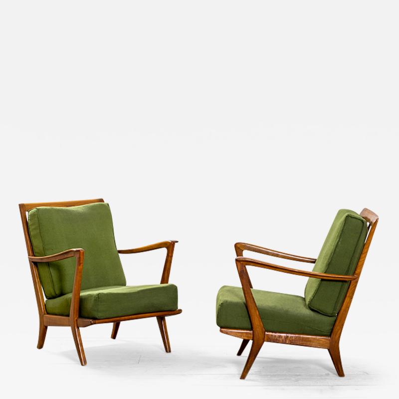 Gio Ponti Gio Ponti Attributed Pair of Armchairs Structure in Wood