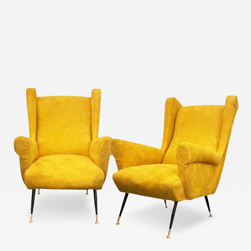 Gio Ponti Gio Ponti Inspired Pair of Contemporary Lounge Chairs