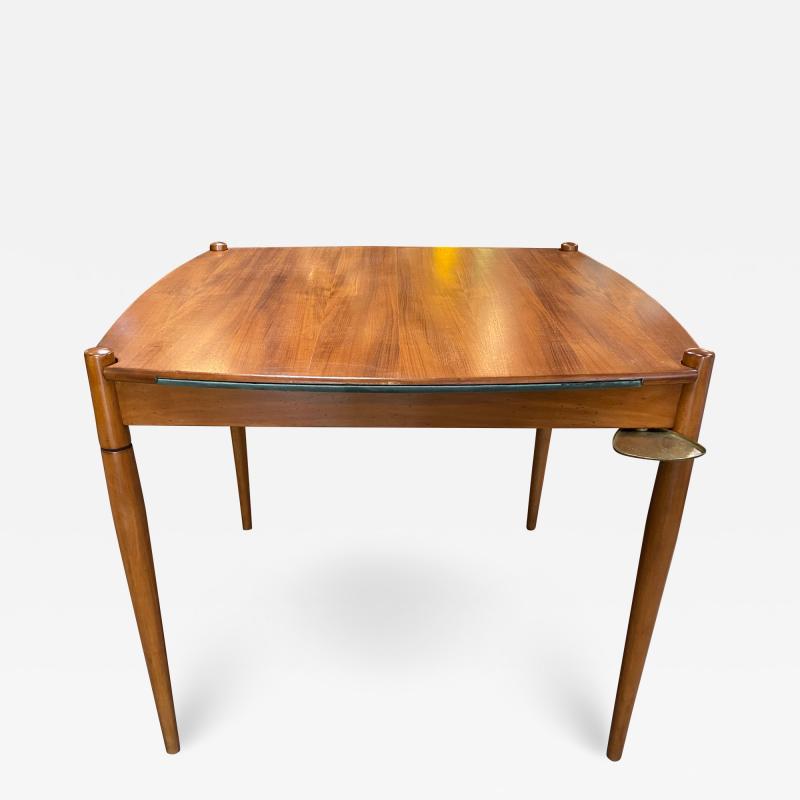 Gio Ponti Gio Ponti Mansonia Walnut Wood Italian Game Table with Green Felt Top 1958