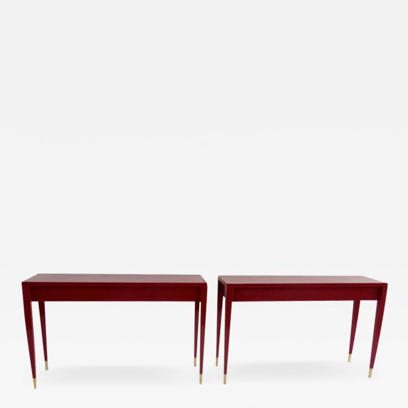 Gio Ponti Gio Ponti Pair of Red Laquared Console from Hotel PdP Roma 1964