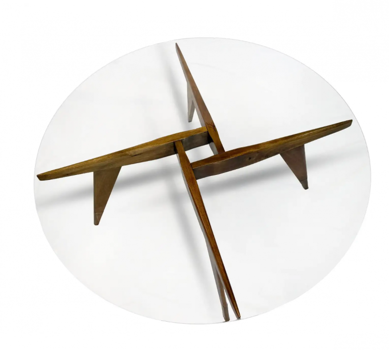 Gio Ponti - Gio Ponti Round Coffee table in Brass and walnut