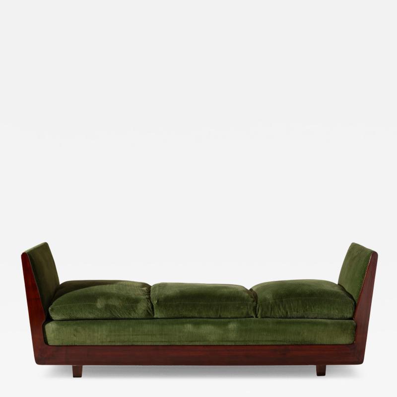 Gio Ponti Gio Ponti certified walnut and velvet daybed sofa Italy 1940s